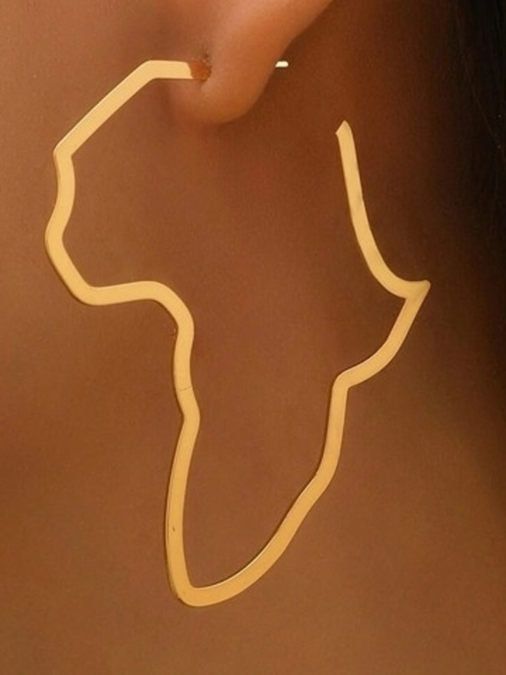 Gold Africa Outline Hoop Earrings - Women Jewelry
